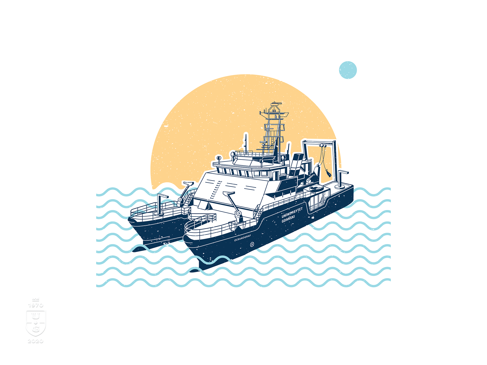 Oceanograf — University's scientific ship illustration