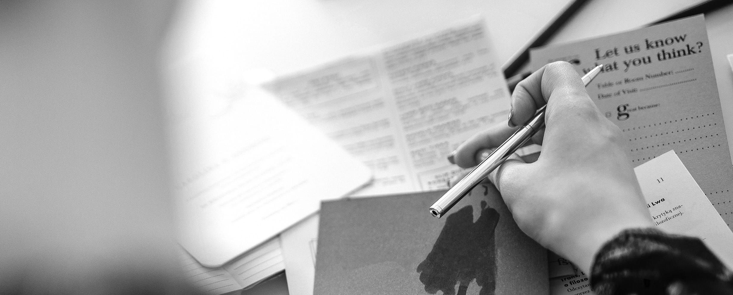 Hand writing on paperwork
