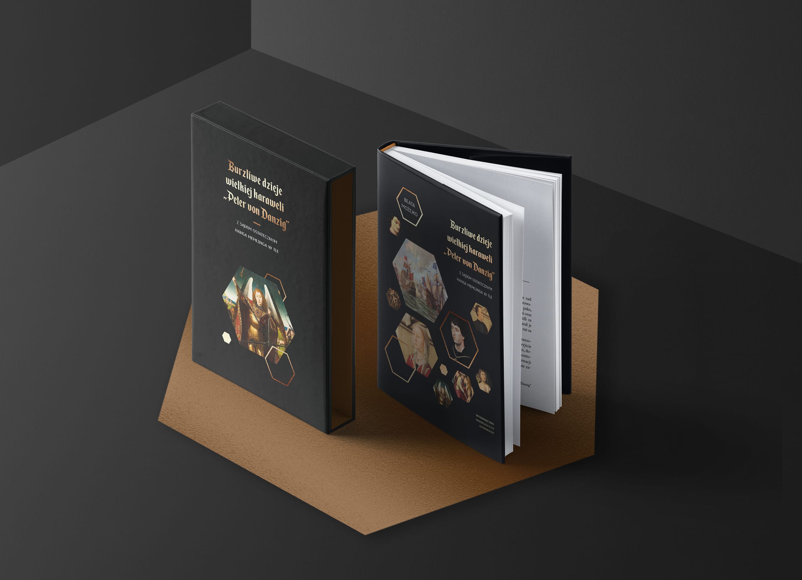 Painterly historical scene related to the Hans Memling Last Judgment book cover project