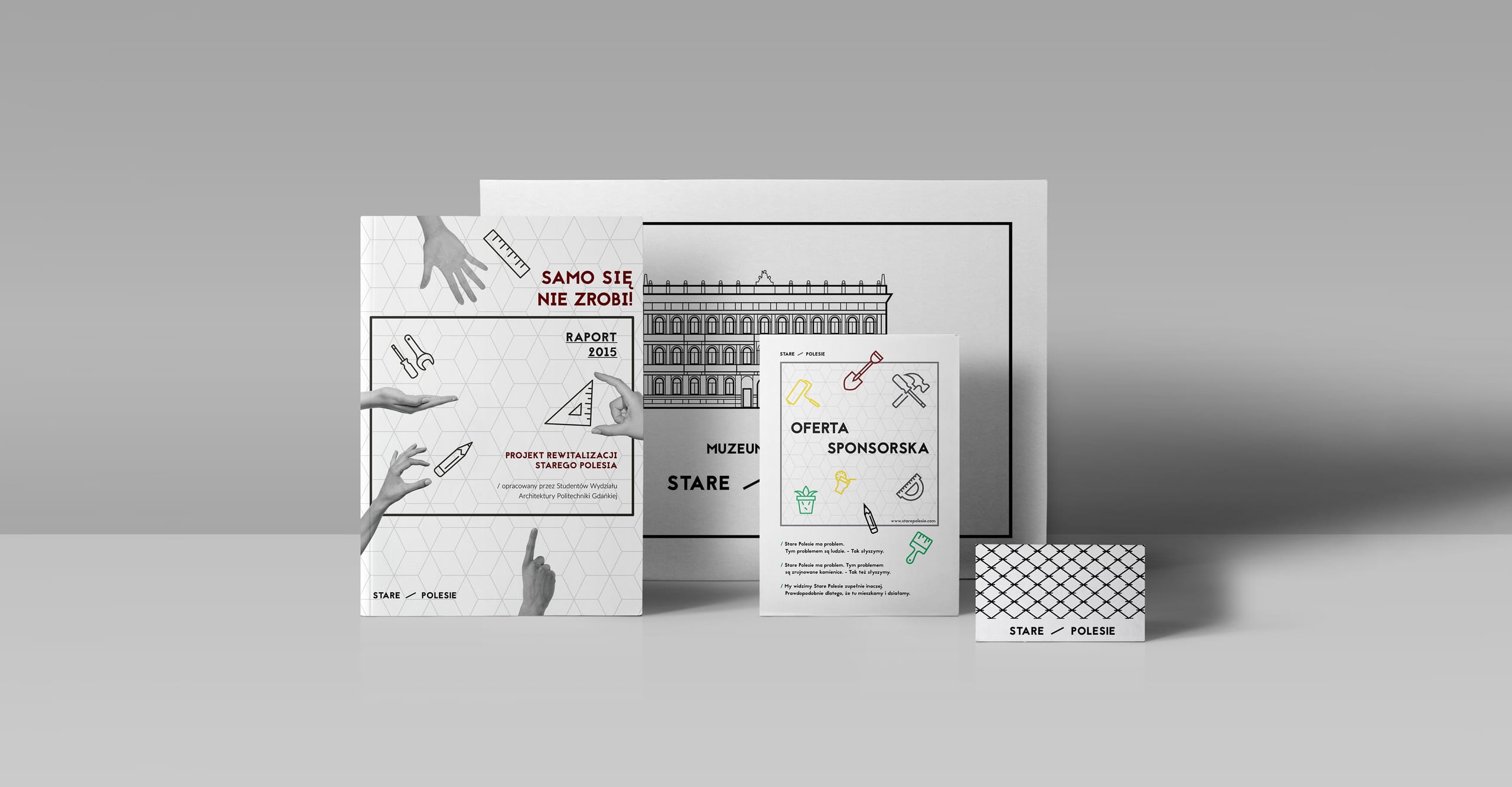 Stare Polesie district branding materials flat-lay