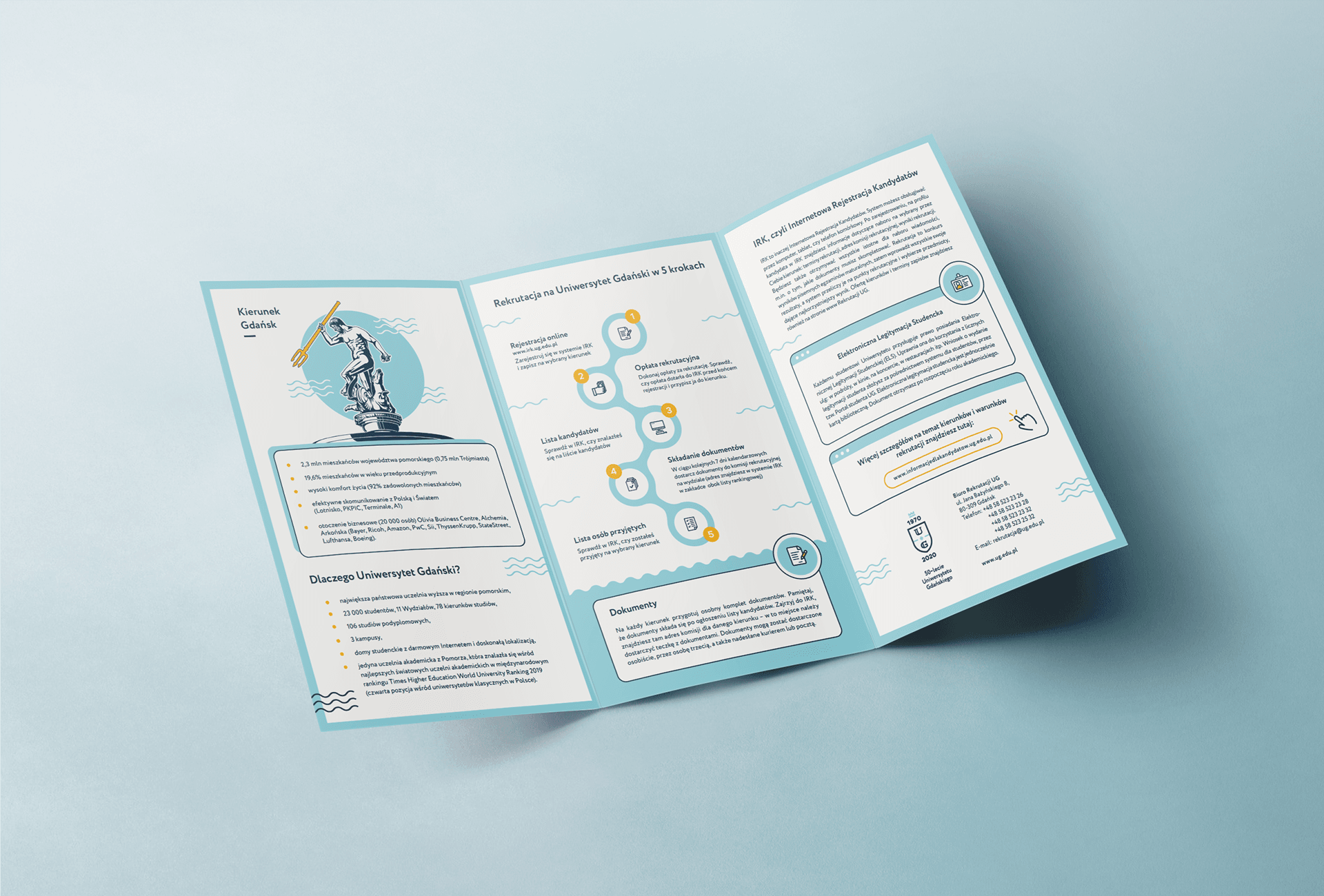 Recruitment brochure interior with the five-step application guide