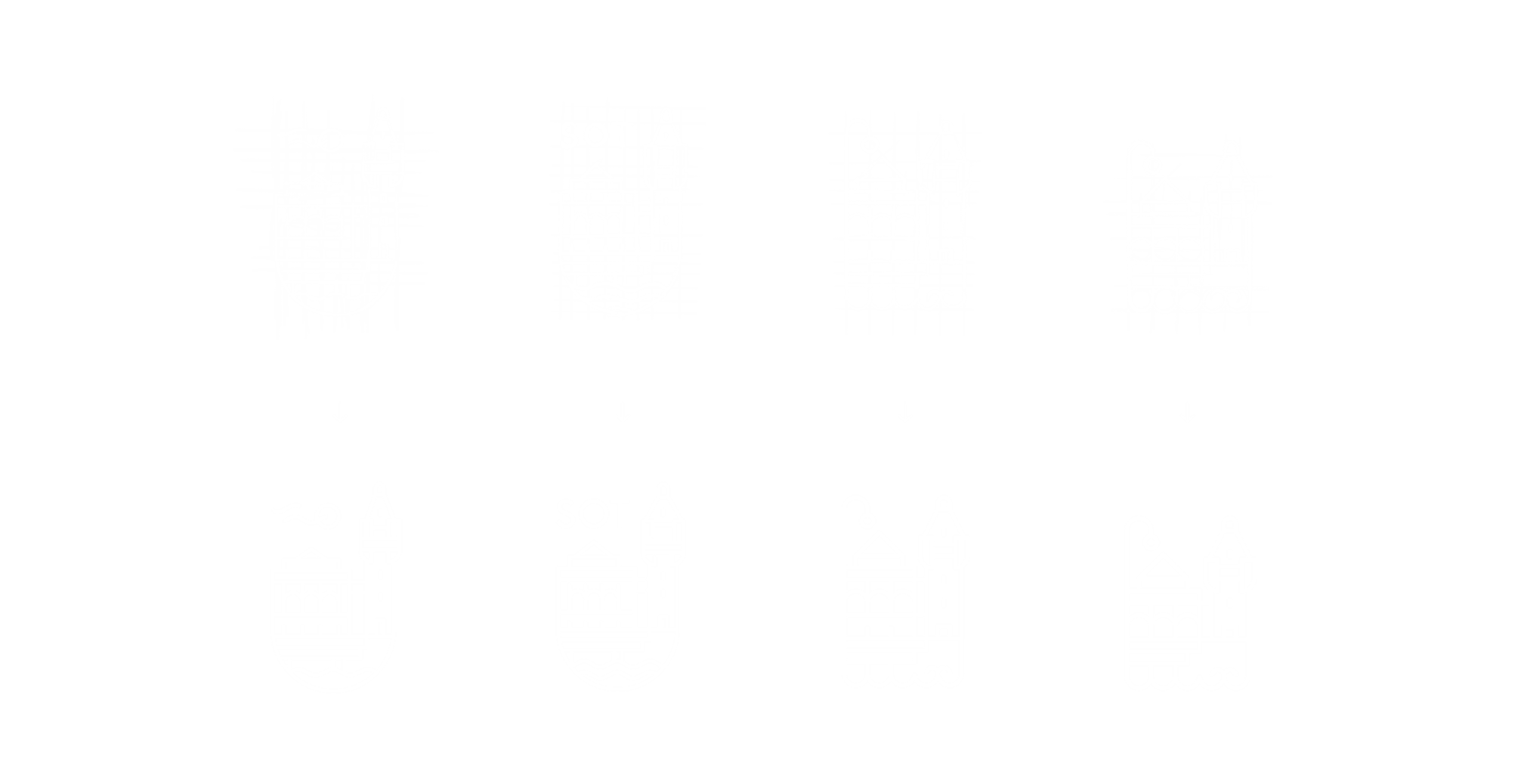 Four early logo sketches on grids, each refined below into a clean line-icon of Sopot landmarks