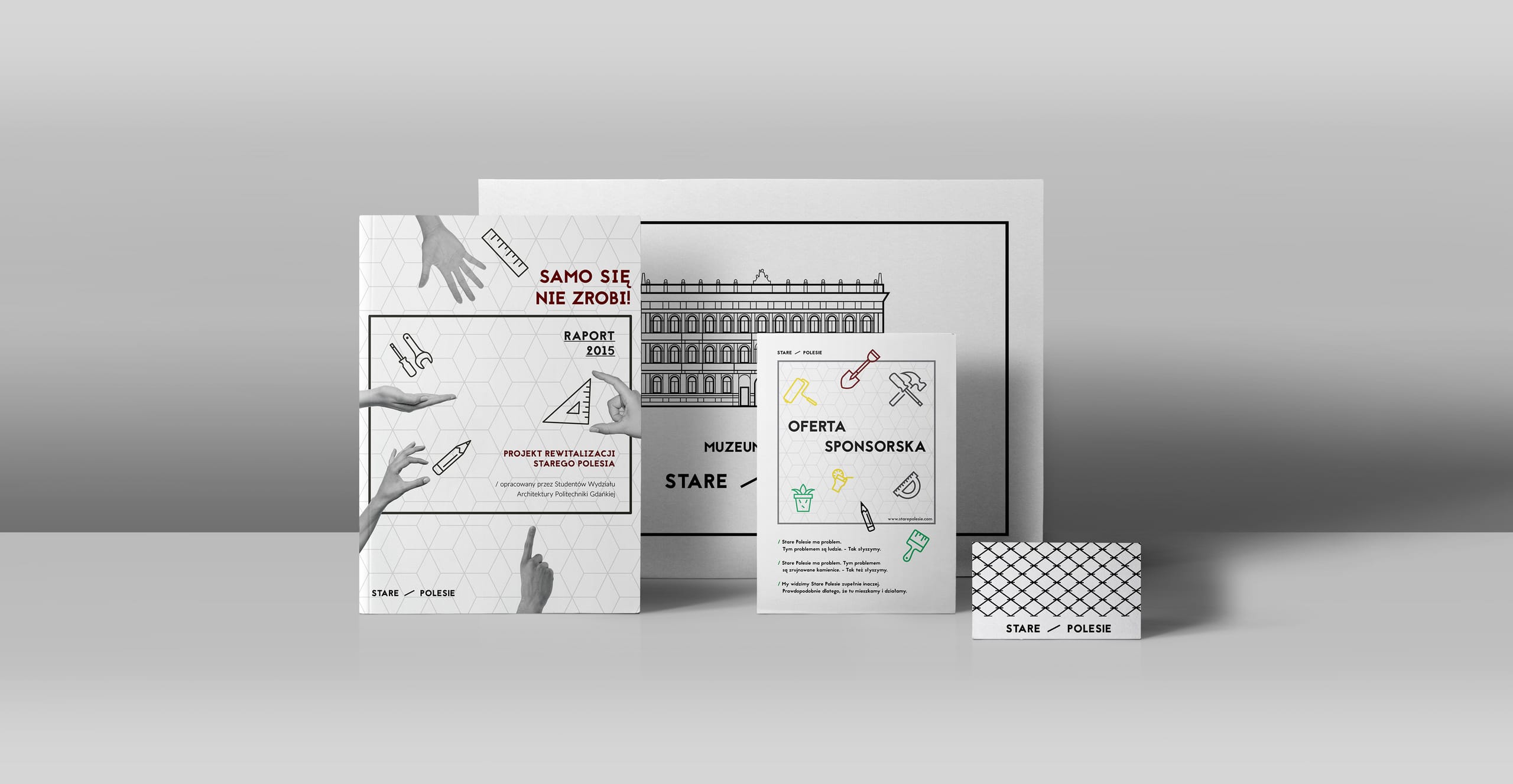 Revitalisation report cover with hands and tool icons beside the sponsorship-offer brochure
